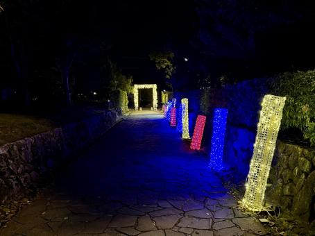 秋の福井県紫式部公園　イルミネーション イルミネーション,トリコロール,紫式部公園の写真素材