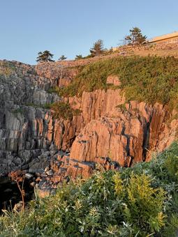 The Sea of Japan and cliffs seen from Tojinbo in Fukui Prefecture in the evening, JPG