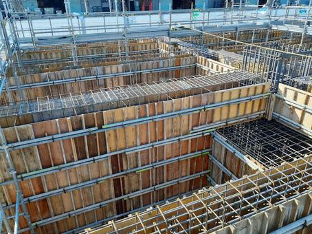 工事現場 鉄筋,型枠,足場の写真素材