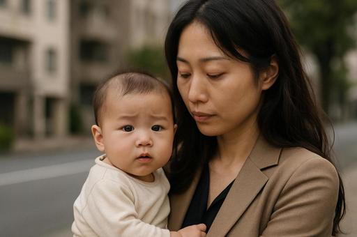 赤ちゃんを抱っこする女性 赤ちゃんを抱っこする女性の写真