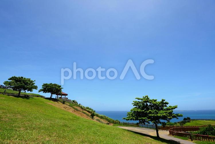 沖縄　海の見える風景　絶景 日本,沖縄,自然の写真素材