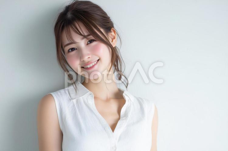 女性の笑顔と髪型 女性,肌,美容の写真素材