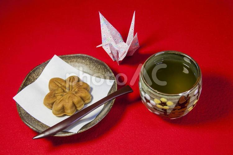 お茶請け10（茶花皿） 和菓子,まんじゅう,お茶うけの写真素材