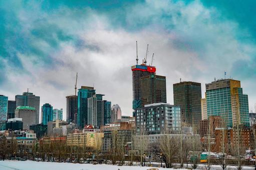 モントリオールのビル群 ビル群,建物,空の写真素材