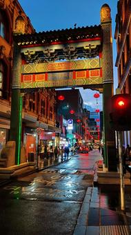 メルボルンの中華街 中華街,夜景,建物の写真素材