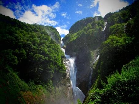富山県-称名滝とハンノキ滝 富山県-称名滝とハンノキ滝の写真