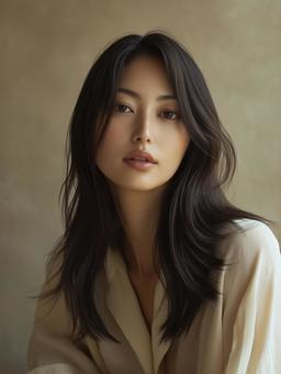 ヘアサロンモデル、美しい髪の女性の写真