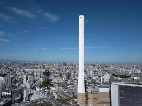 ハレザ池袋から眺める秋晴れの東京B 池袋,東京,屋上の写真素材