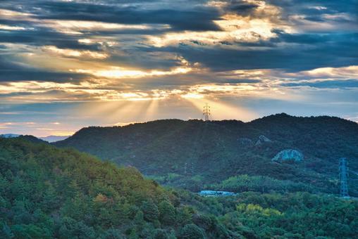 高御位山 播磨平野,山岳,平野の写真素材