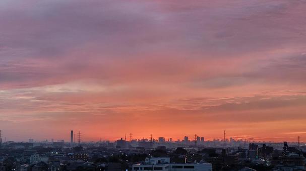 景色 曇り空,朝焼け,自然の写真素材