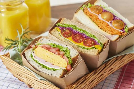 サンドイッチ サンドイッチ サンドイッチ,厚切りサンド,フォトジェニックの写真素材