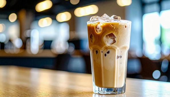 カフェのアイスカフェラテ カフェのアイスカフェラテの写真