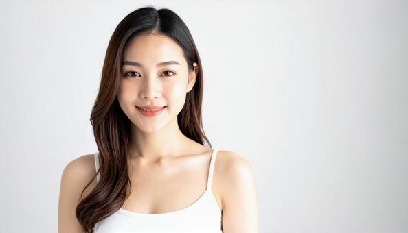 韓国風のスキンケアをする女性 韓国風のスキンケアをする女性の写真