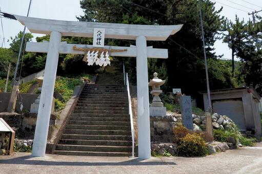 神島八代神社登り口 八代神社,長い石段,神社の写真素材