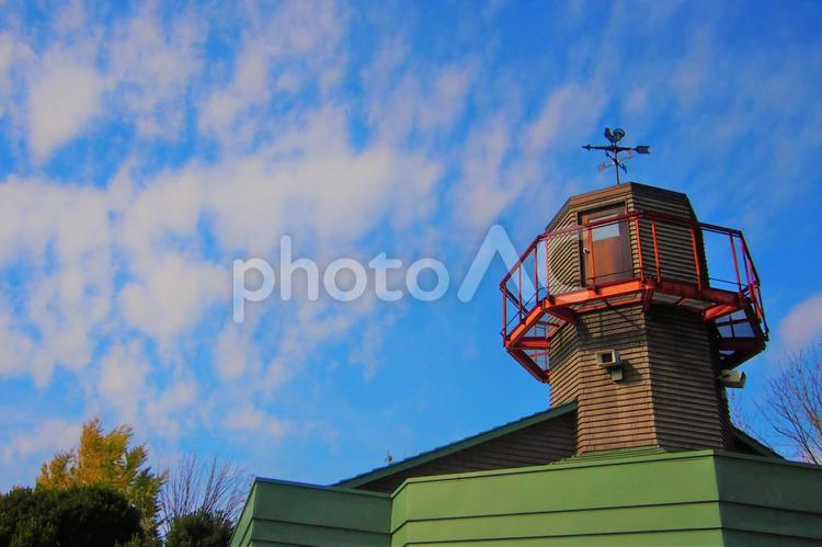 爽やかな秋空と風見鶏 風見鶏,秋,青空の写真素材