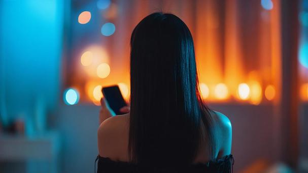 デジタルライフ:スマホを操作する女性 デジタルライフ:スマホを操作する女性の写真