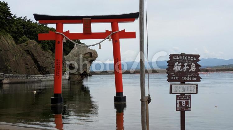 北海道江差町　かもめ島　瓶子岩　2 北海道,江差町,瓶子岩の写真素材