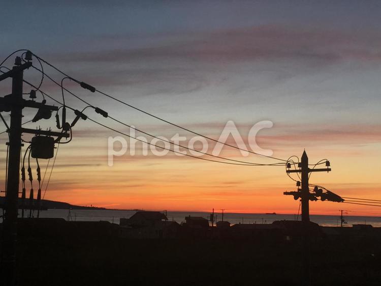 稚内の夕焼け 夕焼け,夕陽,夕暮れの写真素材
