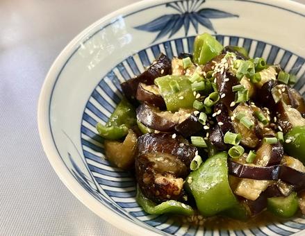 Photo, stir-fried miso, eggplant, side dish, 