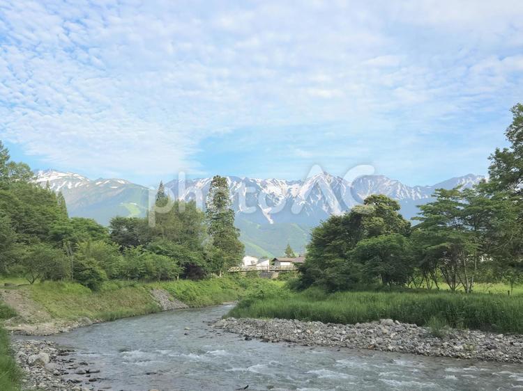 残雪の北アルプス 北アルプス,残雪,自然の写真素材