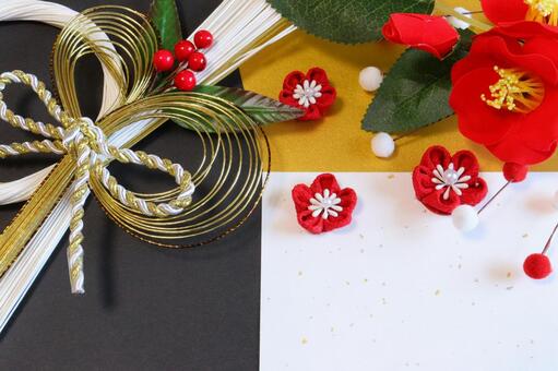 お正月のイメージ画像　３ お正月,年賀状,しめ飾りの写真素材