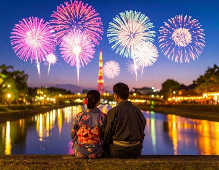 夏の花火 夏の花火の写真