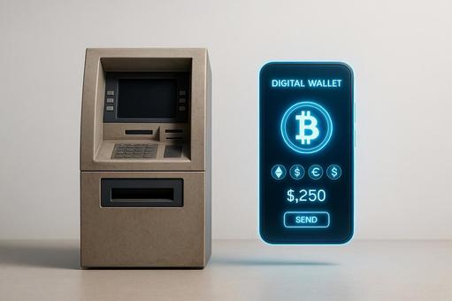 ATMと仮想通貨ウォレット ATMと仮想通貨ウォレットの写真