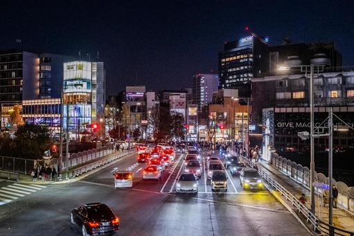冬の表参道周辺の景色 表参道,ライトアップ,町並みの写真素材
