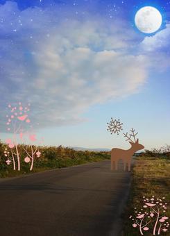 合成写真 合成,しか,雲の写真素材