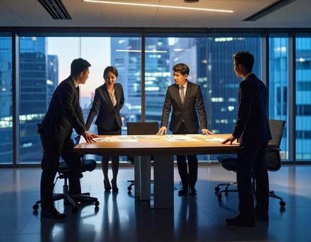 会社で会議中の様子 会社で会議中の様子の写真
