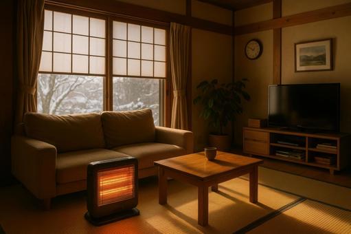 電気ストーブで温まる冬 電気ストーブで温まる冬の写真