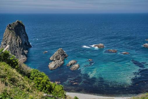 日本の渚百選の島武意海岸 日本の渚百選の島武意海岸 島武意海岸,日本の渚百選,積丹半島の写真素材
