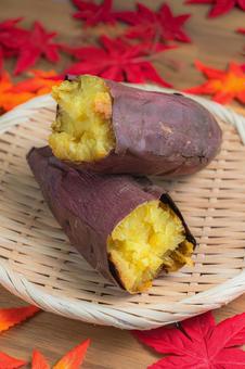 紅葉と焼き芋 (シルクスイート) 焼き芋,シルクスイート,さつまいもの写真素材