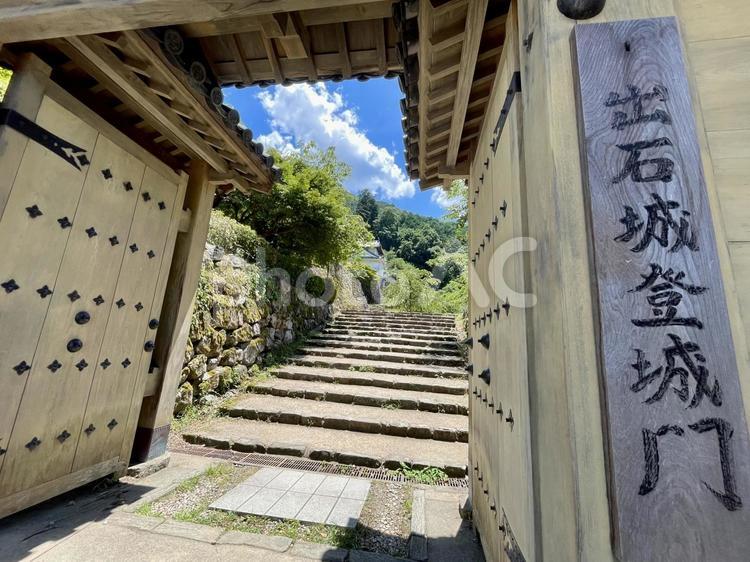兵庫　出石城登城門 出石城登城門,石段,石垣の写真素材