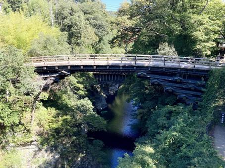 山梨_甲斐の猿橋　上からのアングルで撮影 山梨県,甲斐,猿橋の写真素材