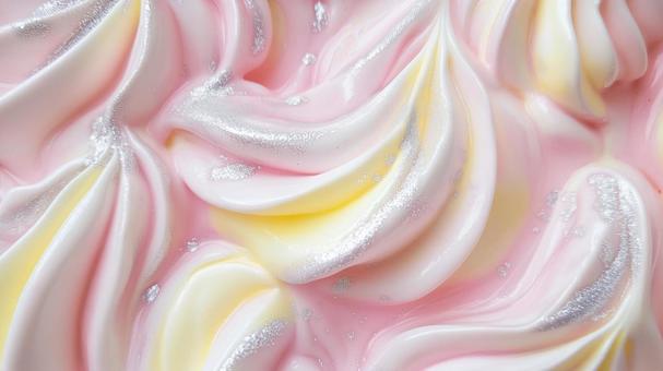 背景ピンクとレモンイエロー渦巻の写真