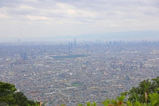 高安山から見た大阪市街地 高安山から見た大阪市街地 大阪,街並み,町並みの写真素材