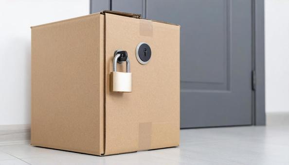玄関に備え付けられた鍵付きの宅配ボックス 玄関に備え付けられた鍵付きの宅配ボックスの写真