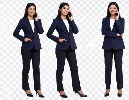 スマートフォンで通話する女性の透過画像 スマートフォンで通話する女性の透過画像の写真