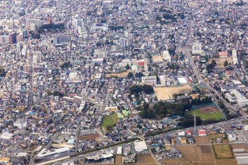 埼玉県川越市の初雁公園付近を空撮 空撮,航空写真,埼玉県の写真素材
