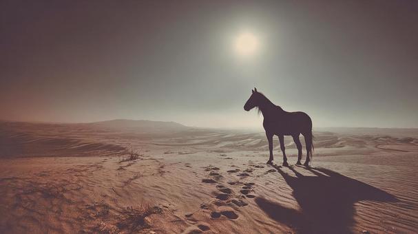 風になびく馬のたてがみの写真