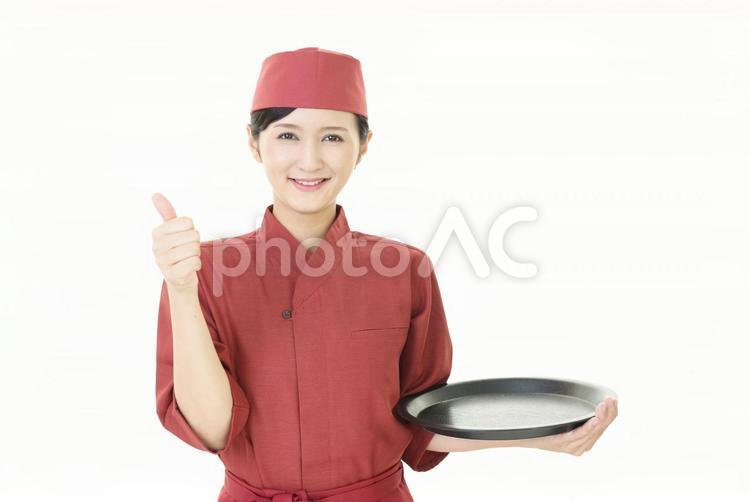 笑顔のウェイトレス 女性,人物,人々の写真素材