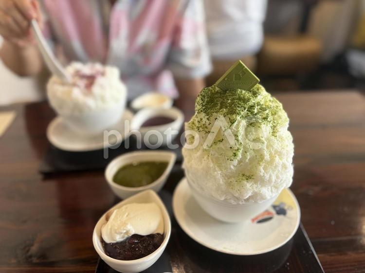 抹茶かき氷 かき氷,抹茶かき氷,デザートの写真素材