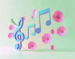 音楽のイメージ　音符と花	 音楽,音符,花の写真素材