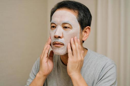 スキンケア中の若い男性 スキンケア中の若い男性の写真
