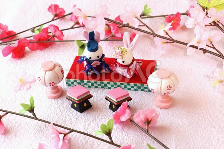 かわいいうさぎのお雛様　ちりめん細工 ひな祭り,ちりめん細工,かわいいの写真素材