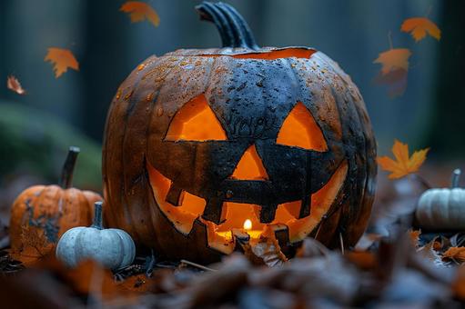 秋色に包まれたハロウィンの風景 秋色に包まれたハロウィンの風景の写真