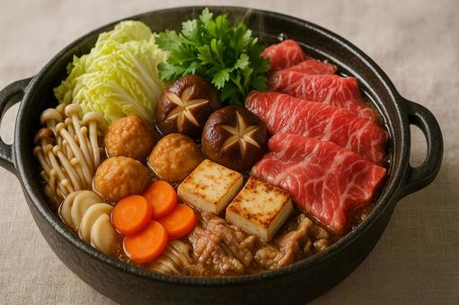 おいしそうなすき焼き おいしそうなすき焼きの写真