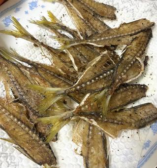 鯵　骨　揚げ物 鯵,あじ,アジの写真素材