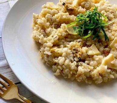Rice cooked with clams and bamboo shoots, JPG Rice cooked with clams and bamboo shoots, JPG